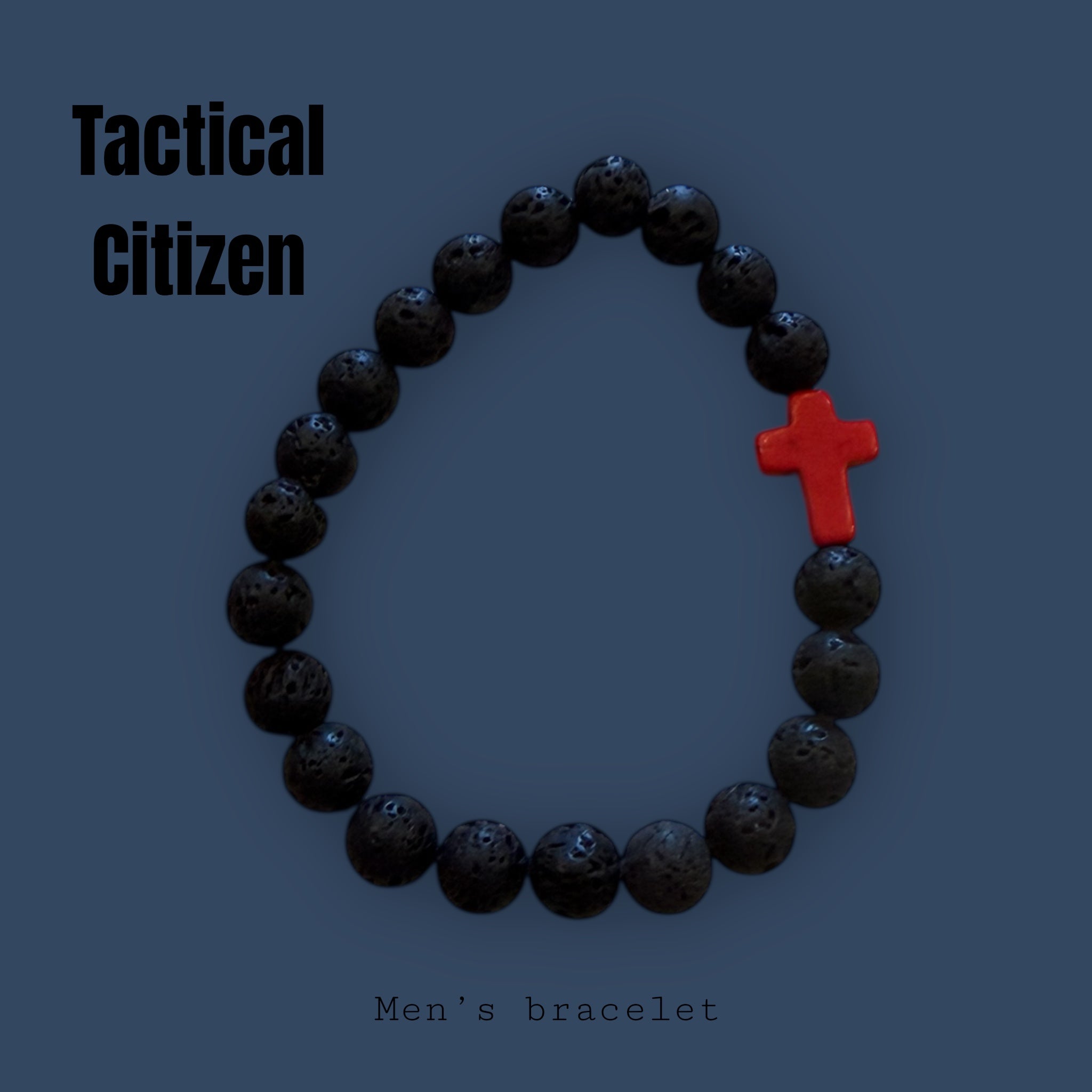 Red Cross - Black Bead Bracelet