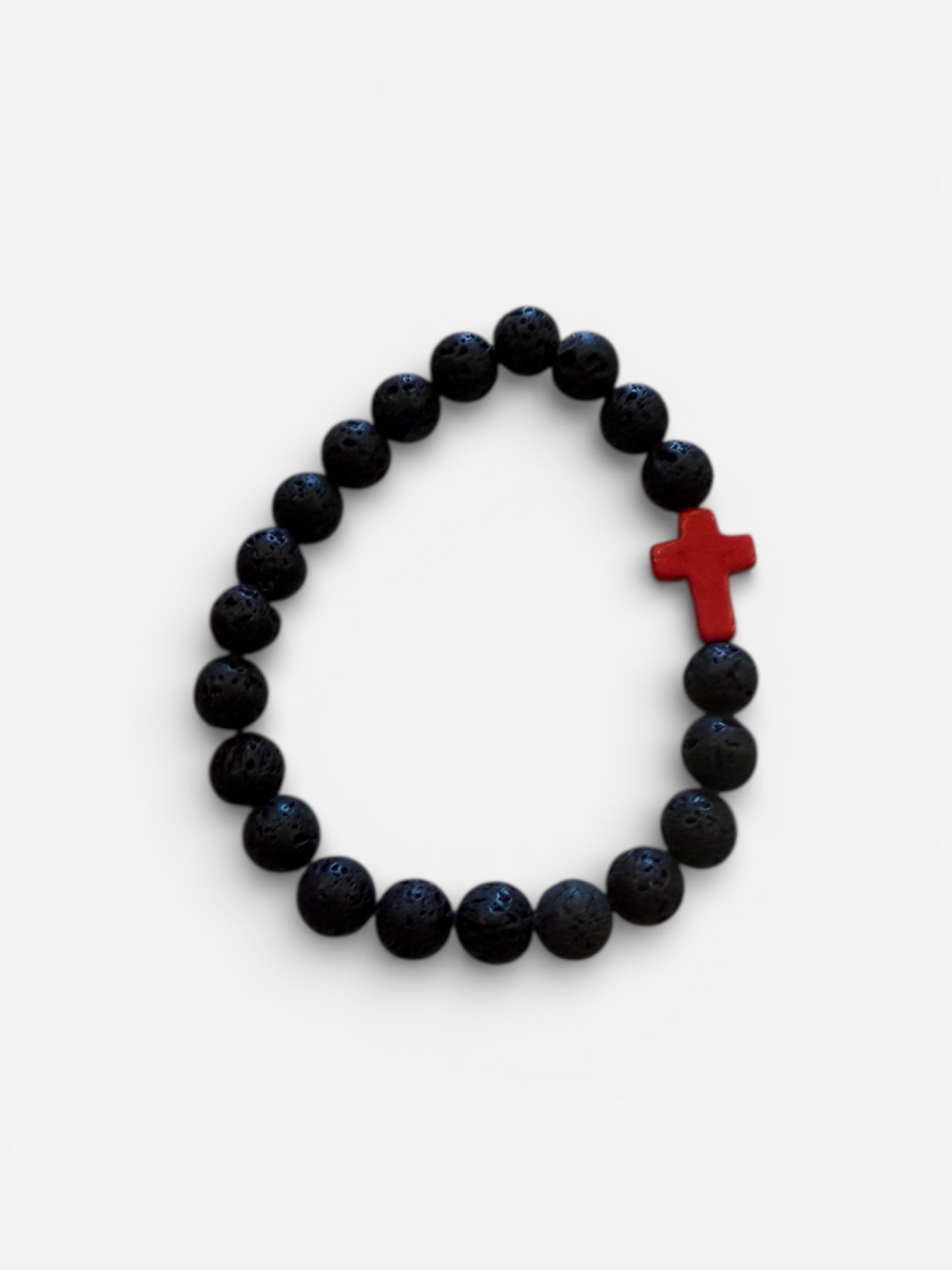 Red Cross - Black Bead Bracelet